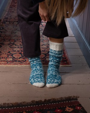 Hand Knitted Mohair Slipper Socks from BIBICO