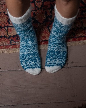 Hand Knitted Mohair Slipper Socks from BIBICO