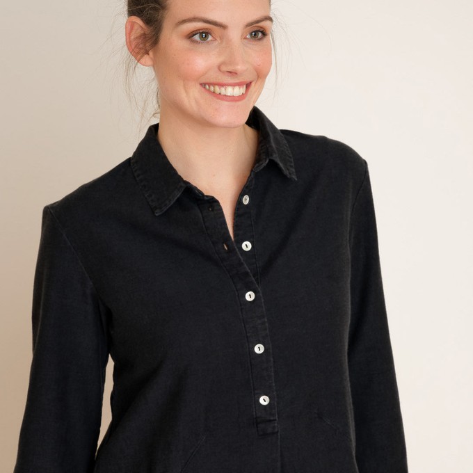 Alexa Black Denim Shirt Dress from BIBICO