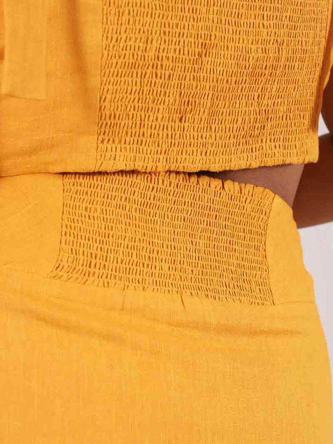 Linen Midi Skirt, Upcycled Linen, in Yellow from blondegonerogue