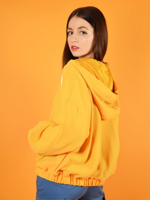 Bonfire Bomber Light Spring Jacket, Upcycled Polyester, in Yellow from blondegonerogue