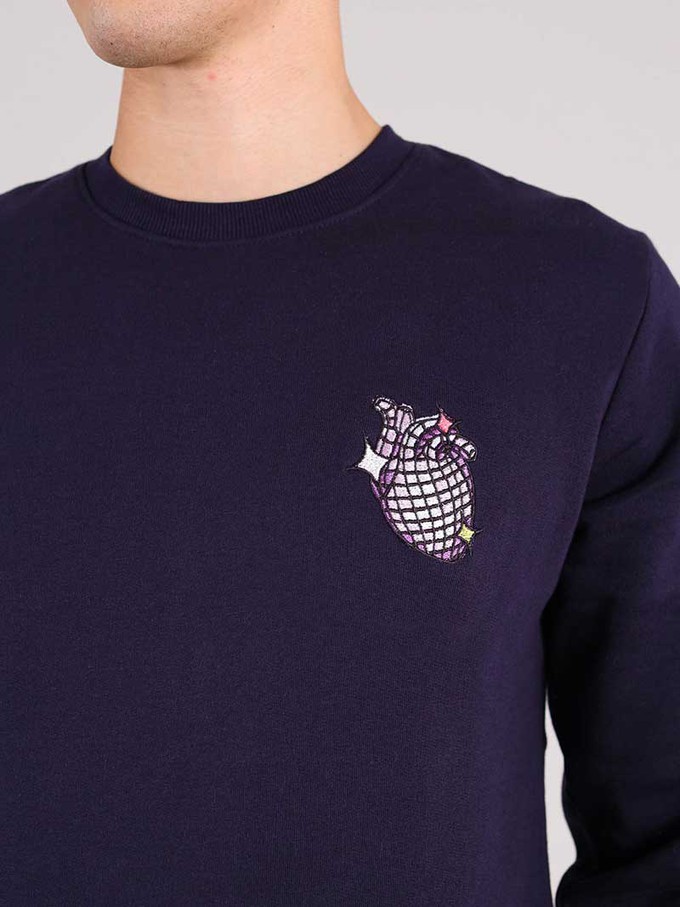 Dazzle Embroidered Mens Sweatshirt, Organic Cotton, in Navy from blondegonerogue