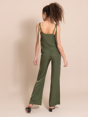 Flared Cupro Trousers, Cupro, in Green from blondegonerogue