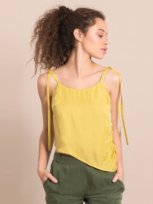 Gathered Cupro Top, Cupro, in Yellow from blondegonerogue