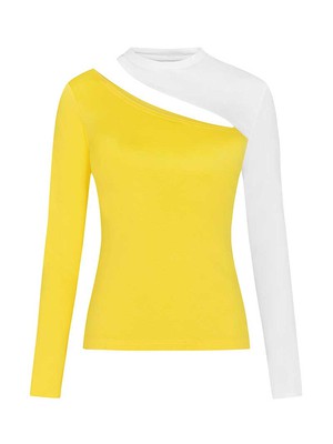 Vanity Slit Top, BCI Cotton, in Yellow & White from blondegonerogue