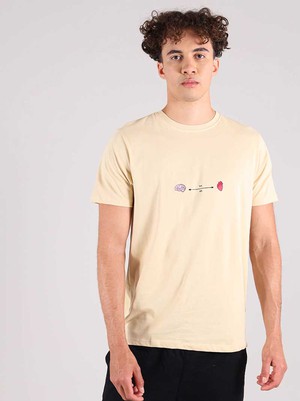 Social Distance Mens Tee, Organic Cotton, in Beige from blondegonerogue