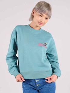 Disco Demolition Embroidered Sweatshirt, Organic Cotton, in Turquoise Green via blondegonerogue