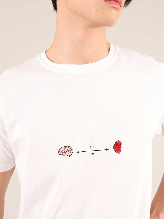 Social Distance Mens Tee, Organic Cotton, in White from blondegonerogue