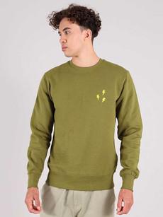 Flash Embroidered Mens Sweatshirt, Organic Cotton, in Khaki Green via blondegonerogue