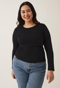 Long sleeve nursing top - Black via Boob Design