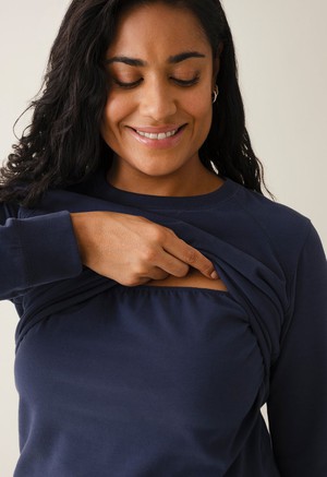 Fleece lined maternity sweatshirt with nursing access - Navy from Boob Design