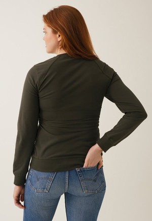 Fleece lined maternity sweatshirt with nursing access - Moss Green from Boob Design
