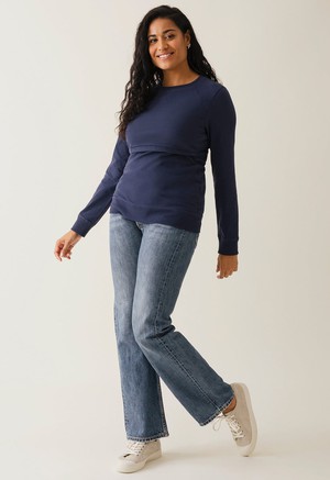 Fleece lined maternity sweatshirt with nursing access - Navy from Boob Design