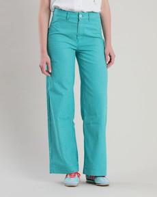 Denim Stripes Straight Leg Pants Green via Brava Fabrics