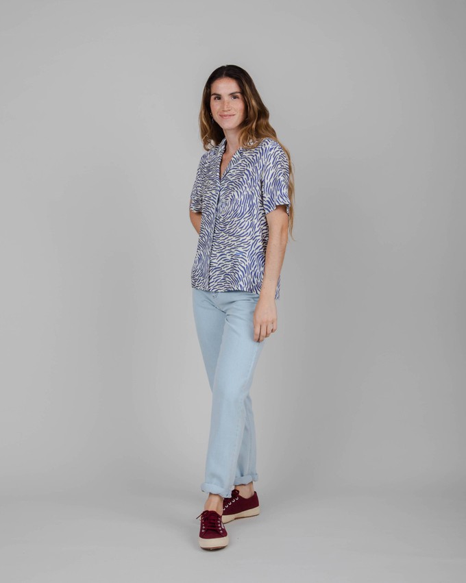 Asis Percales Tiger Aloha Blouse White from Brava Fabrics