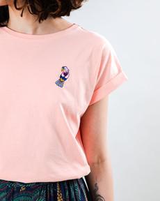 Asis Parrot Scoop Tee Pink via Brava Fabrics
