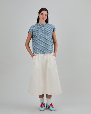 Asis Percales Daisy Sleeveless Blouse Blue from Brava Fabrics