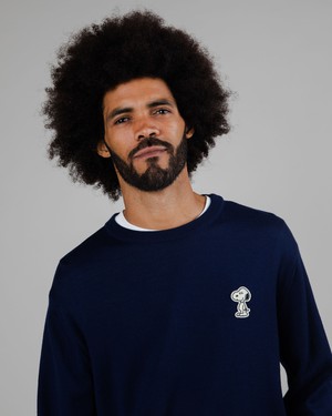 Snoopy Patch Wool Sweater Navy from Brava Fabrics
