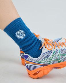 Asis Percales Daisy Socks Blue via Brava Fabrics