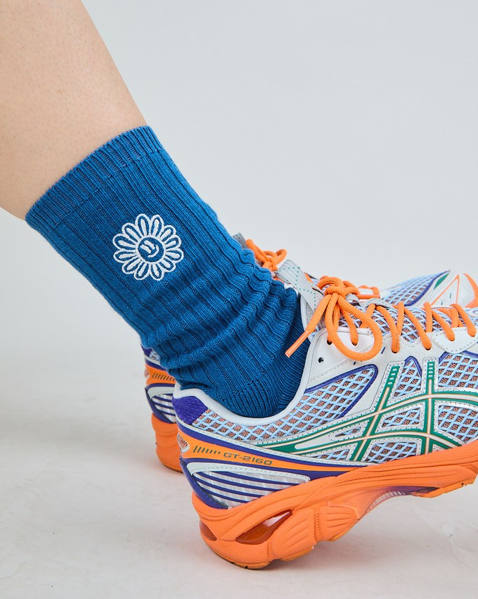 Asis Percales Daisy Socks Blue from Brava Fabrics