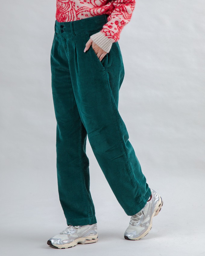 Corduroy Pleated Pants Dark Green from Brava Fabrics
