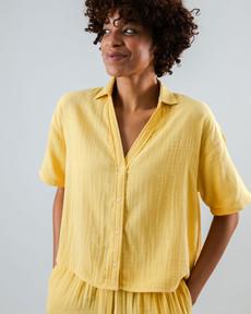 Bubble Cropped Blouse Yellow via Brava Fabrics