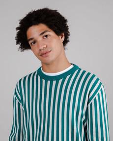 Stripes Cotton Sweater Green via Brava Fabrics