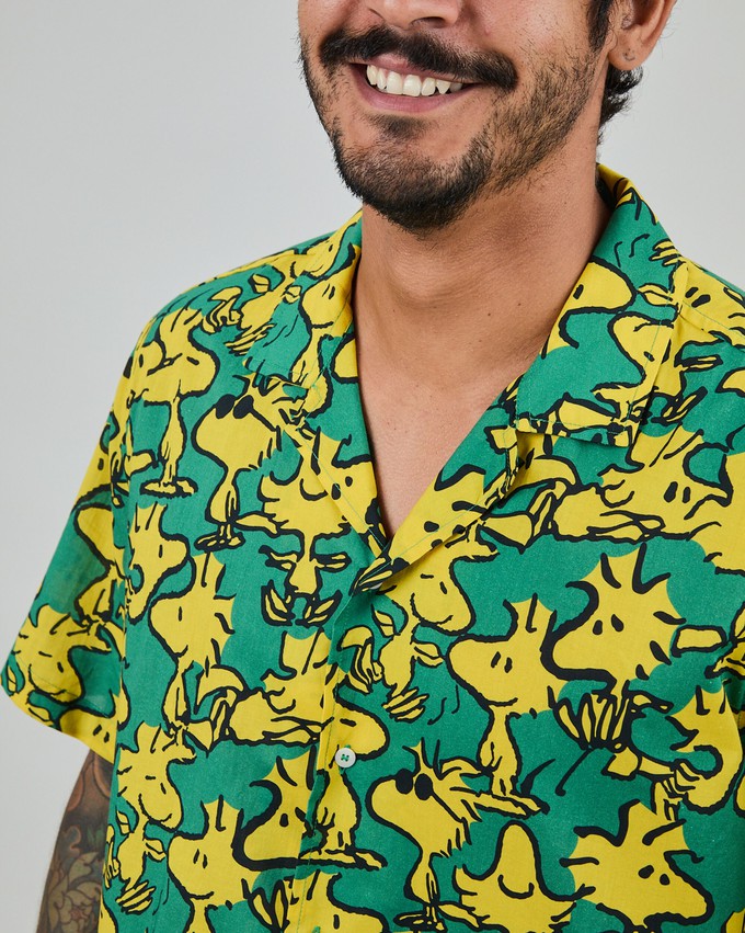 Peanuts Woodstock Aloha Shirts Green from Brava Fabrics