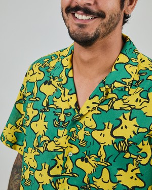 Peanuts Woodstock Aloha Shirts Green from Brava Fabrics