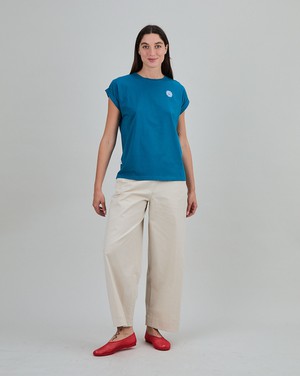 Asis Percales Daisy Scoop Tee Blue from Brava Fabrics