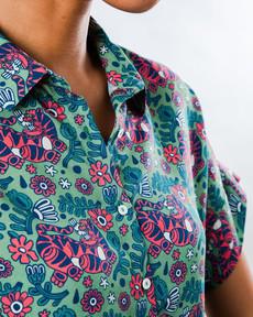 Asis Percales Tigris Batwing Blouse Light Green via Brava Fabrics
