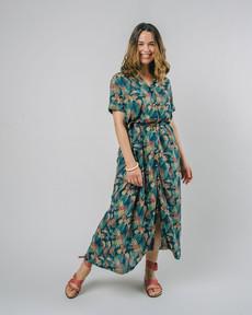 Flower Vichy Long Dress Navy via Brava Fabrics