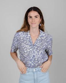 Asis Percales Tiger Aloha Blouse White via Brava Fabrics