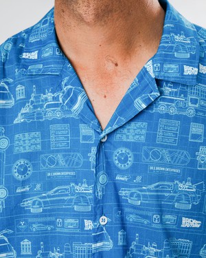 BTTF Blueprint Aloha Shirt Blue from Brava Fabrics