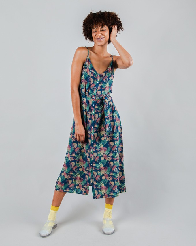 Flower Vichy Strap Dress Navy from Brava Fabrics