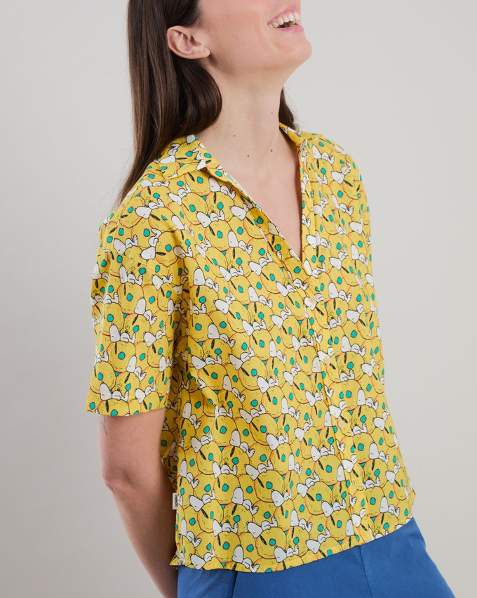 Peanuts Donuts Oversize Cropped Blouse Yellow from Brava Fabrics