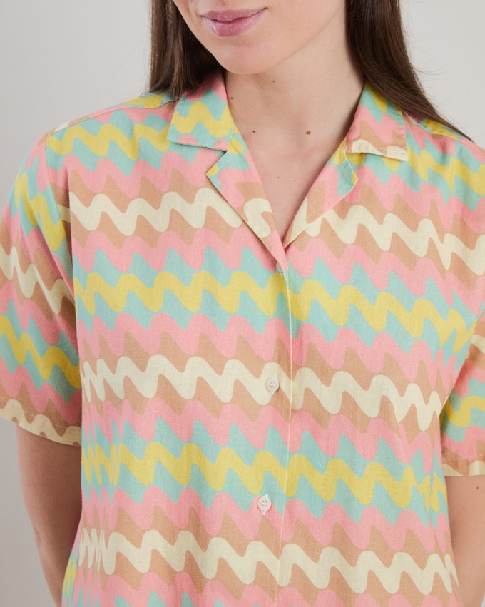 Pastel Wavy Stripes Aloha Blouse from Brava Fabrics