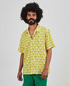 Peanuts Donuts Aloha Shirt Yellow via Brava Fabrics
