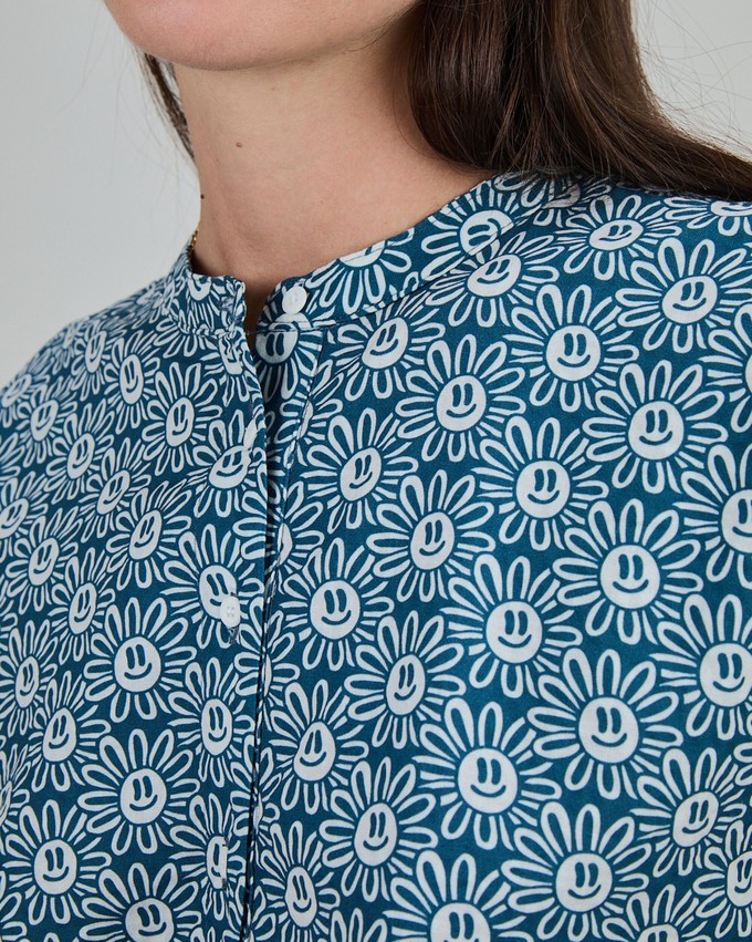 Asis Percales Daisy Sleeveless Blouse Blue from Brava Fabrics