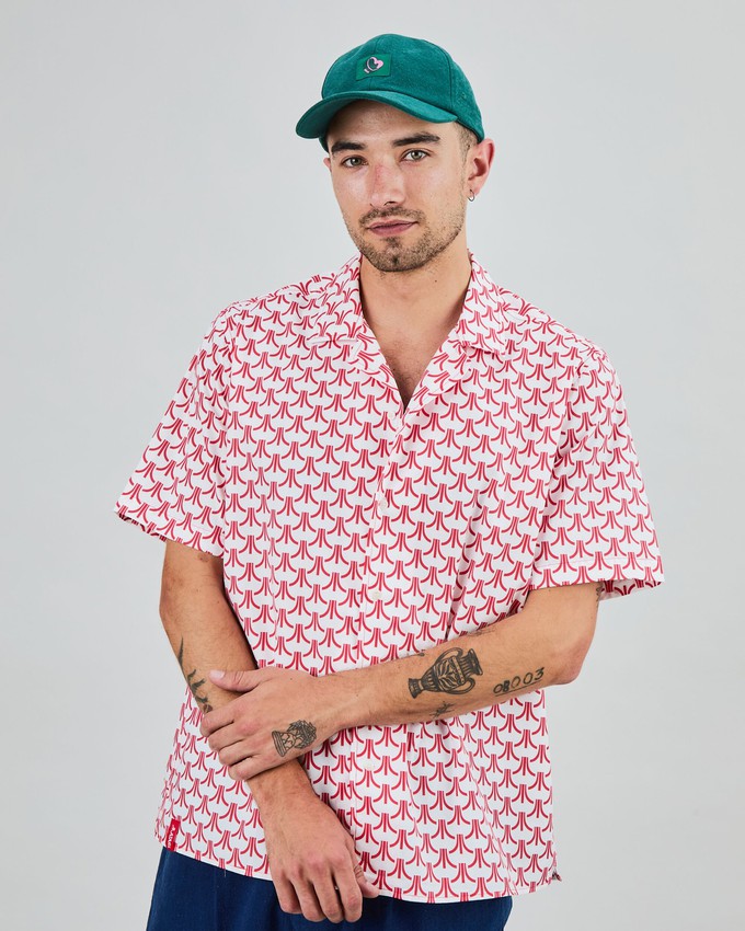 Atari Monogram Aloha Shirt Red from Brava Fabrics