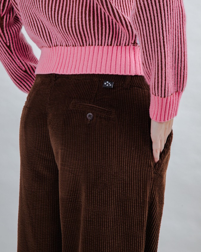 Corduroy Pleated Pants Chocolate from Brava Fabrics
