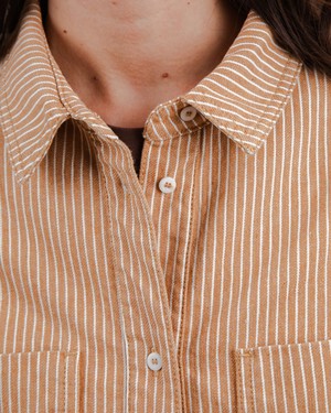 Striped Boxy Shirt Camel from Brava Fabrics