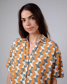 Big Tiles Cropped Blouse Ochre via Brava Fabrics