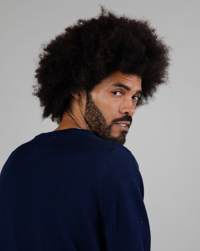 Snoopy Patch Wool Sweater Navy from Brava Fabrics