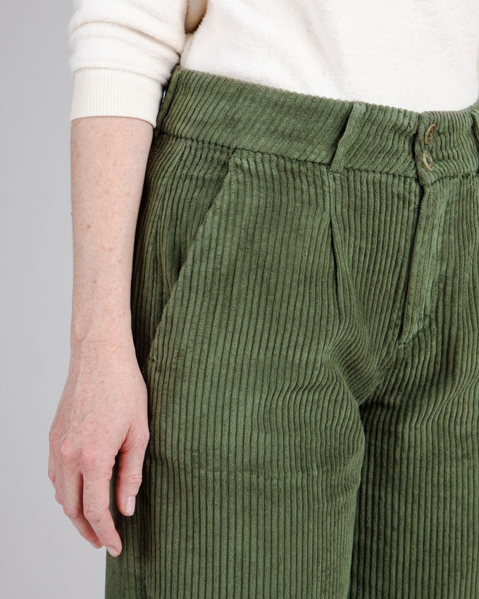 Corduroy Pleated Pants Stone Green from Brava Fabrics