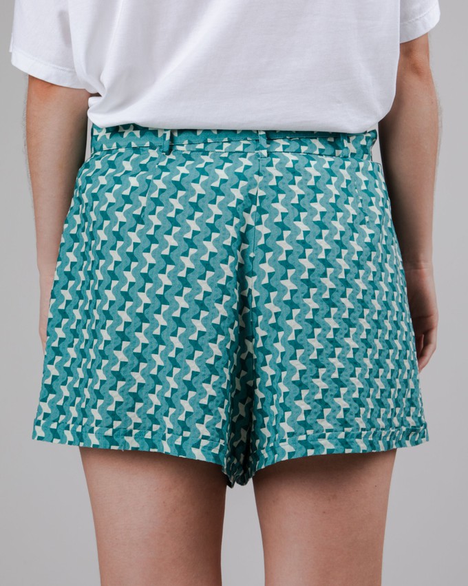 Tiles Belted Cotton Shorts Ocean from Brava Fabrics