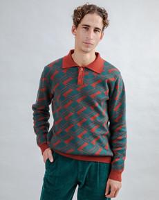 Chocolate Jacquard Polo via Brava Fabrics