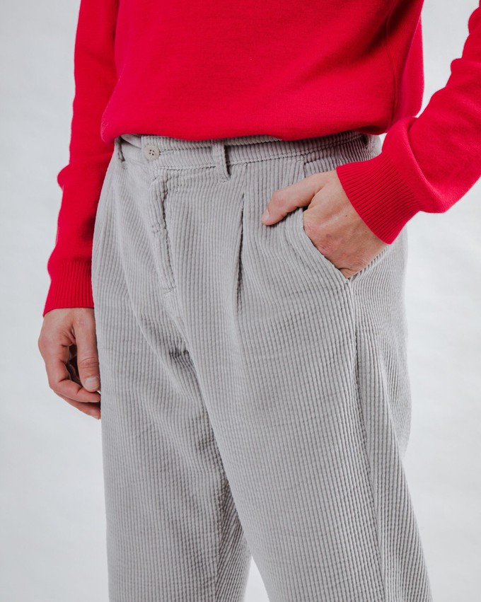 Corduroy Pleated Chino Pants Grey from Brava Fabrics