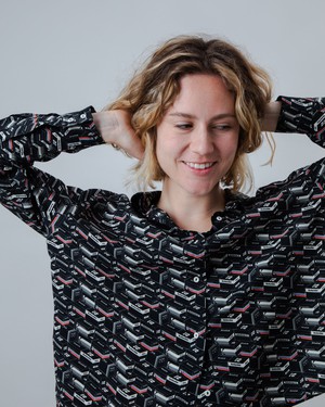 Kodak Boxy Film Viscose Blouse Black from Brava Fabrics