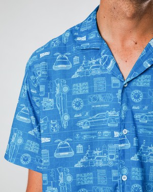 BTTF Blueprint Aloha Shirt Blue from Brava Fabrics